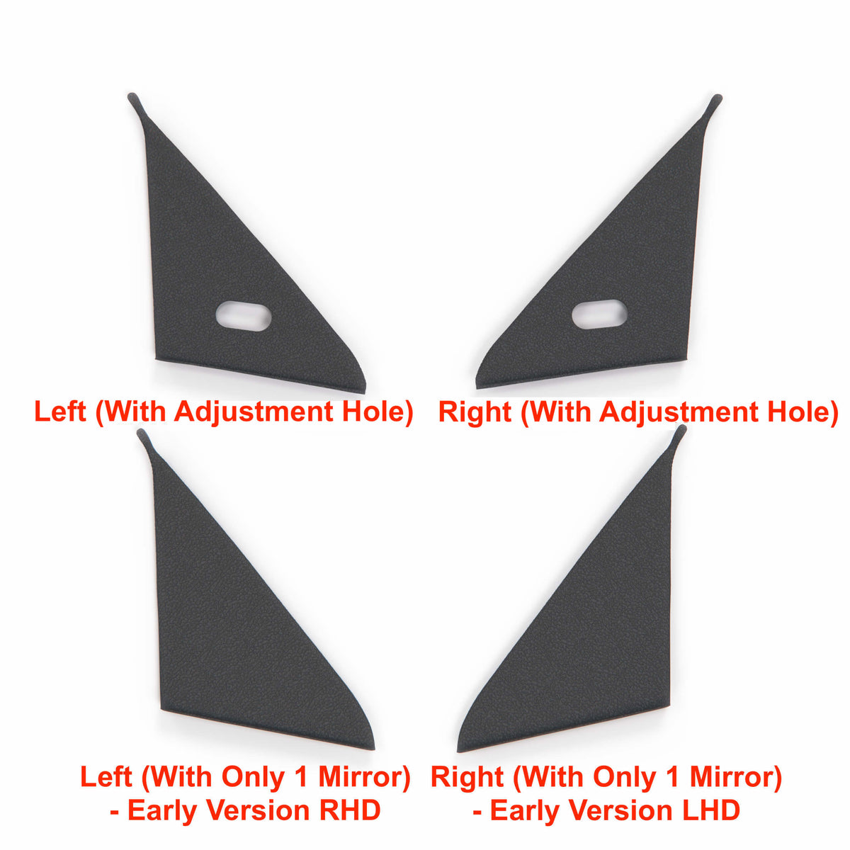 Opel Rekord E1 Inner Mirror Triangle Trim LHD or RHD / Left or Right – 2 Versions Black GM 90044681 / GM (90044682)