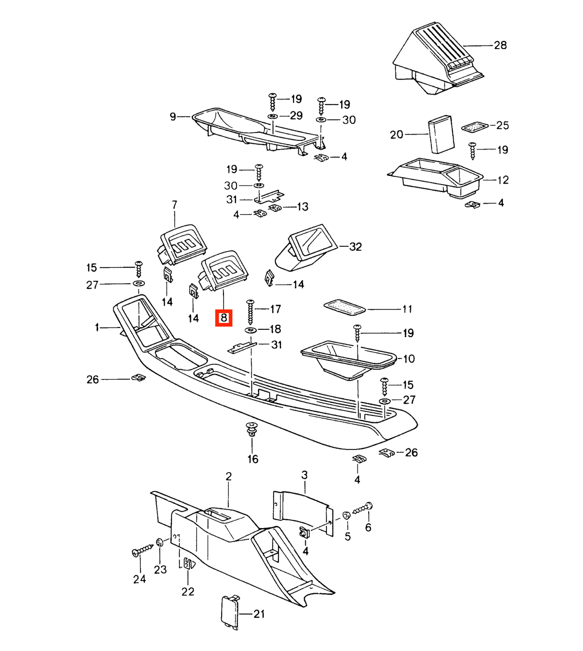 Porsche 911 964 / 993 Centre Console Switch Button Panel All Colours (99363227100) — view 4
