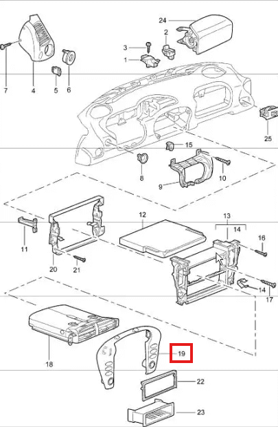 Porsche 911 996 Centre Console Surround Trim (99655223306) — view 7