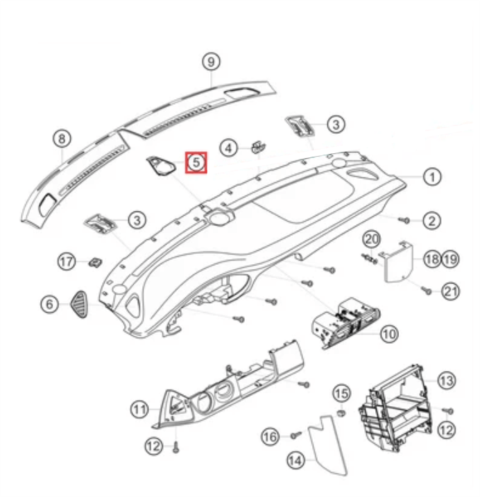 Porsche 911 997.2 Center Speaker Grille Cover (99755235101) — view 7