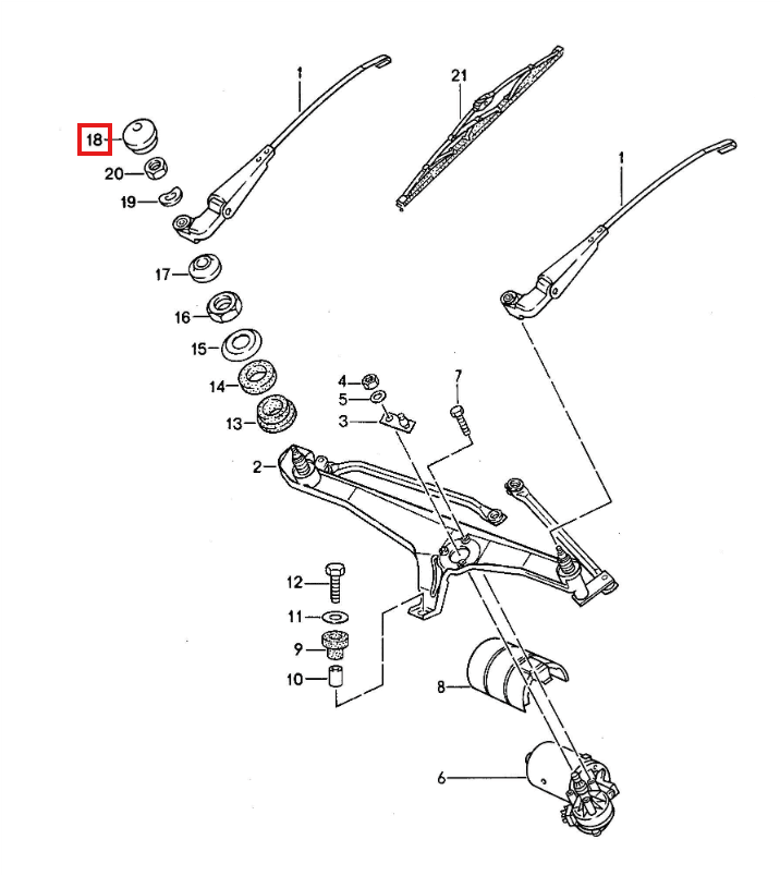 Porsche 911 968 996 997 Boxster Cayman Wiper Arm Cover Caps (94462830501) — view 5