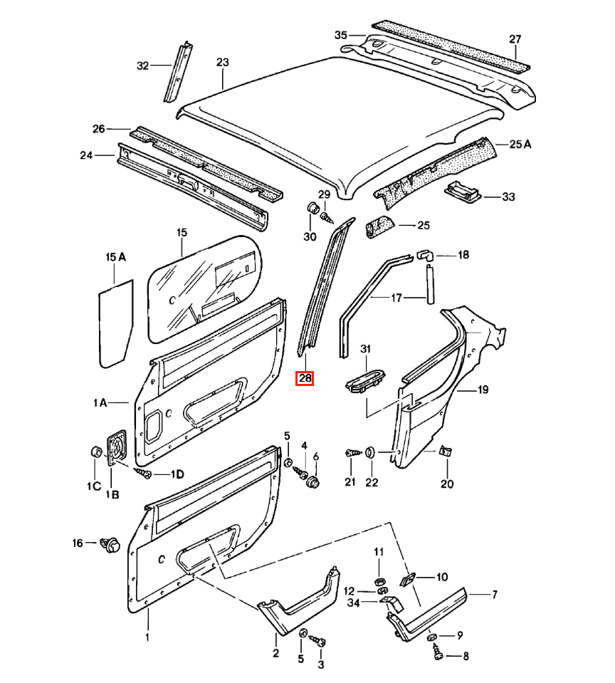 Porsche 924 944 968 A Pillar Cover with Eco Leather Left or Right (477867553 / 477867554) — view 5