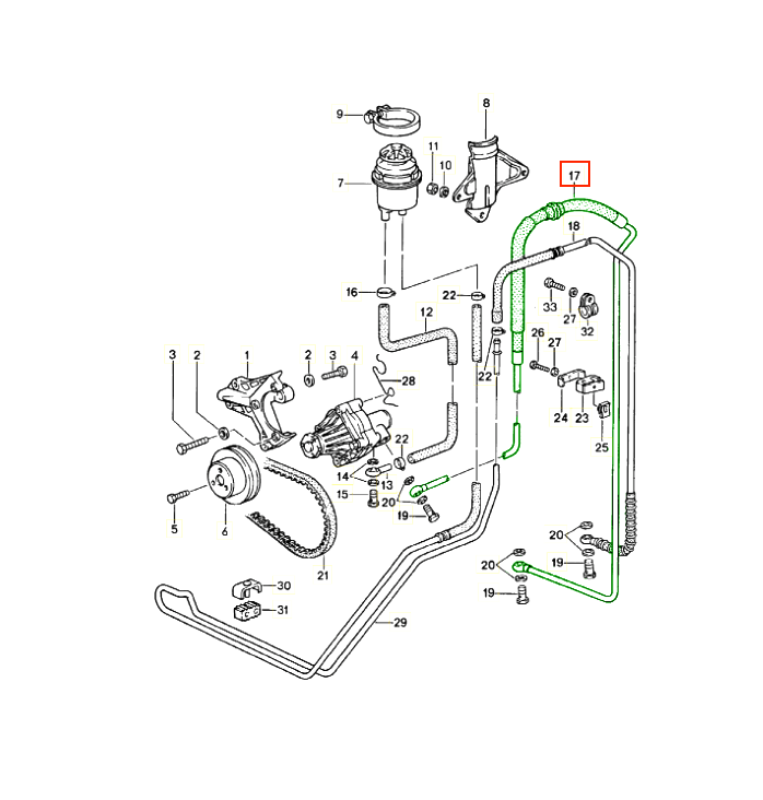 Porsche 928 Power Steering Hose (92834744708 / 92834744705) — view 3