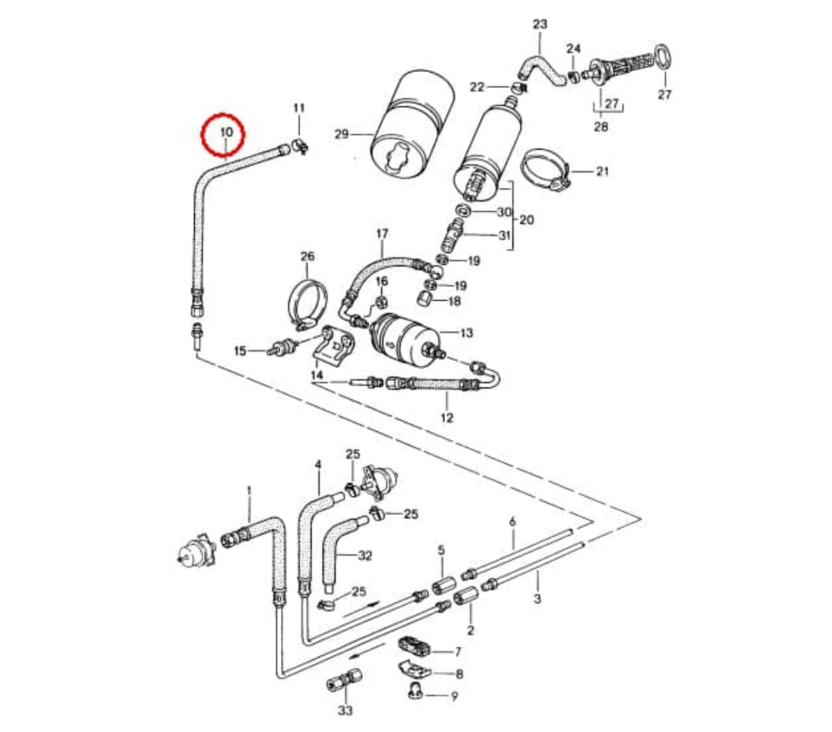 Porsche 944 / 968 Fuel Line (95135606102 / 95135606103) — view 2