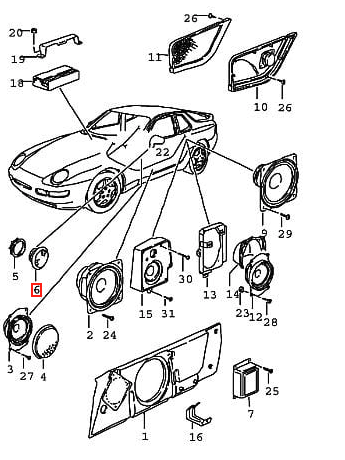 Porsche 944 968 Speaker Tweeter Cover Black (94464550200) — view 4