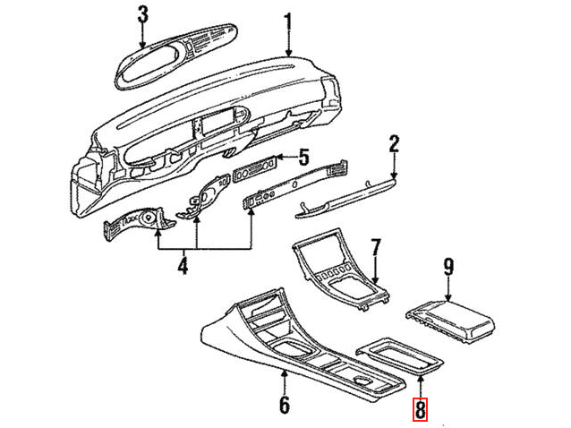 Porsche 944 968 Tray Centre Console Black (94455215500) — view 5