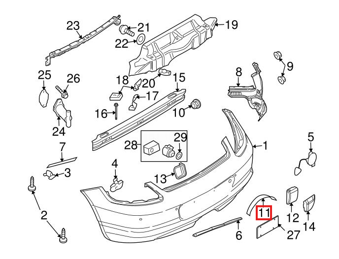 Porsche Boxster 987 Tailpipe Shield Plate Rear Bumper Cover Plate Primed (98750581100) — view 5