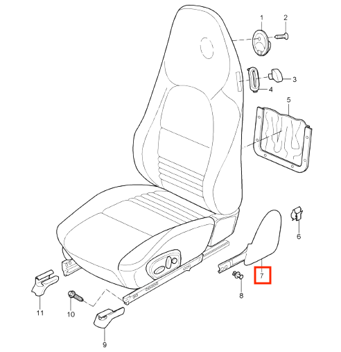 Porsche Boxster Seat Side Cover Trim Black Left Or Right 98652131500 / 98652131600 — view 4