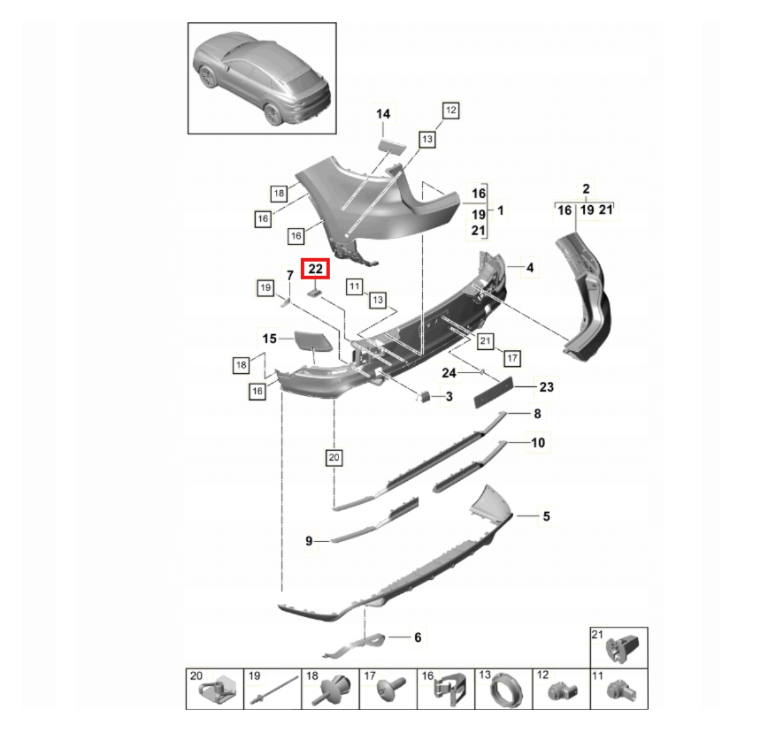 Porsche Cayenne 958 Liftgate Motion Sensor Bracket Lower Black (95896228300) — view 5