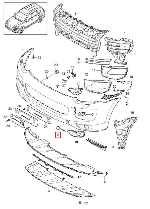 Porsche Cayenne Front Bumper Tow Hook Cap Cover Left or Right (7P5807155A / 7P5807156A) — view 5