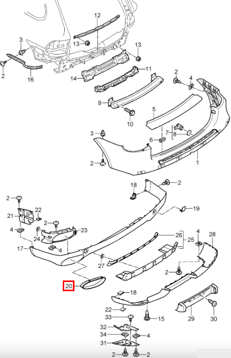 Porsche Cayenne GTS Rear Bumper Exhaust Oval Trim Left Or Right Primed 95550583700 / 95550583800 — view 2
