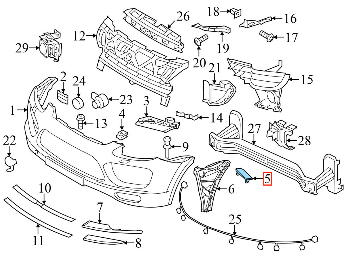 Porsche Cayenne Headlight Washer Cover Left or Right Primed (7P5807334A / 7P5807333A) — view 4