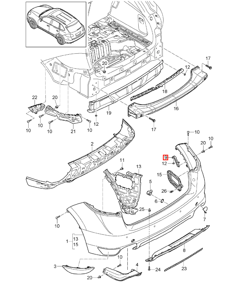 Porsche Cayenne Rear Bumper Retainer Left or Right Black (95850504500 / 95850504600) — view 5