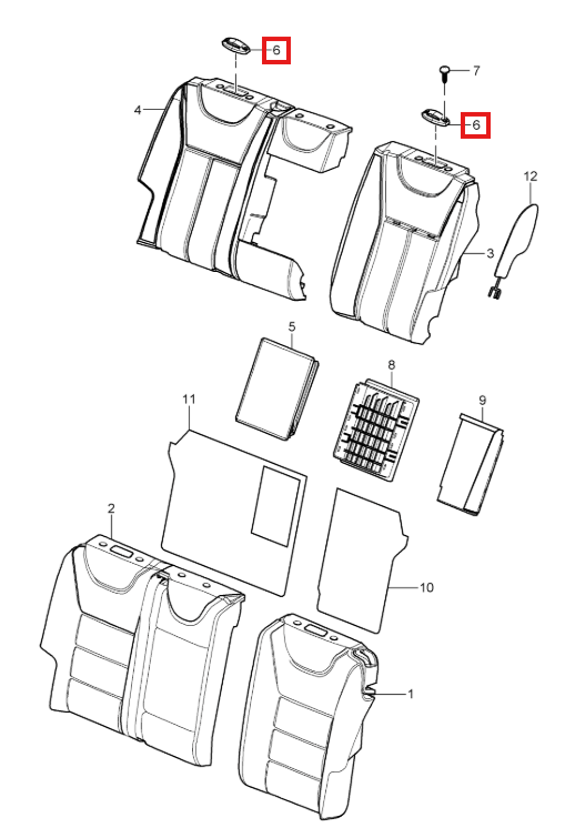 Porsche Cayenne S Support Back Seat Backrest (9555220800 / 95552208001) — view 7