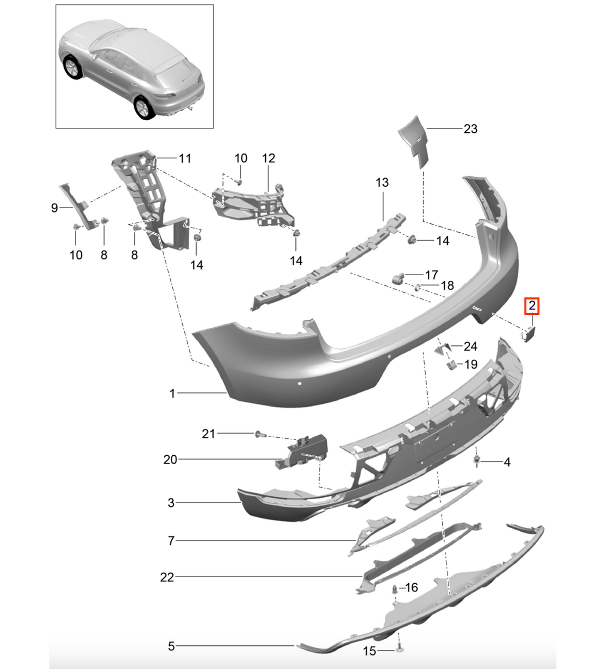 Porsche Macan Lift Rear Bumper Tow Hook Cover Black (95B807500B) — view 4