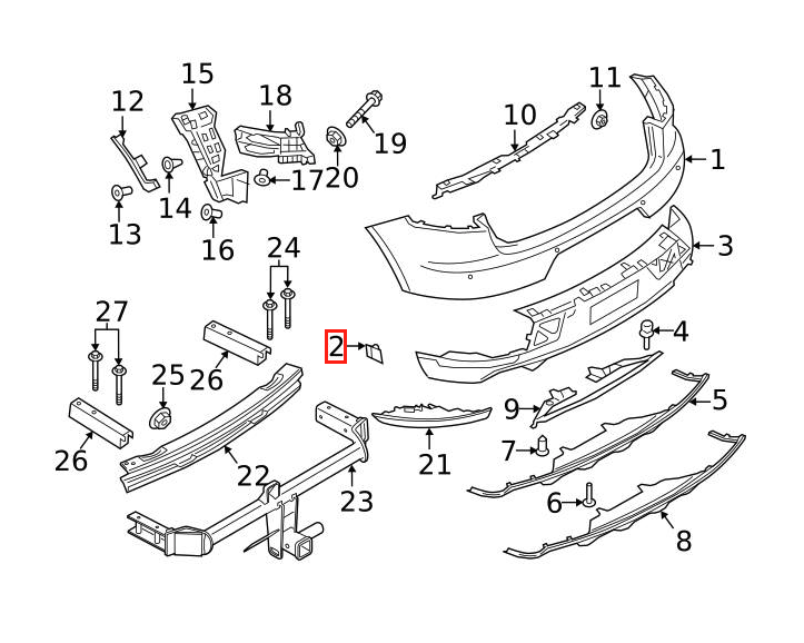 Porsche Macan Rear Bumper Tow Eye Cover Primed (95B807500AG2X) — view 4