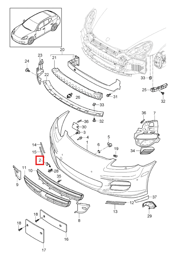 Porsche Panamera Front Bumper Tow Hook Eye Cover Cap (97050570300) — view 5