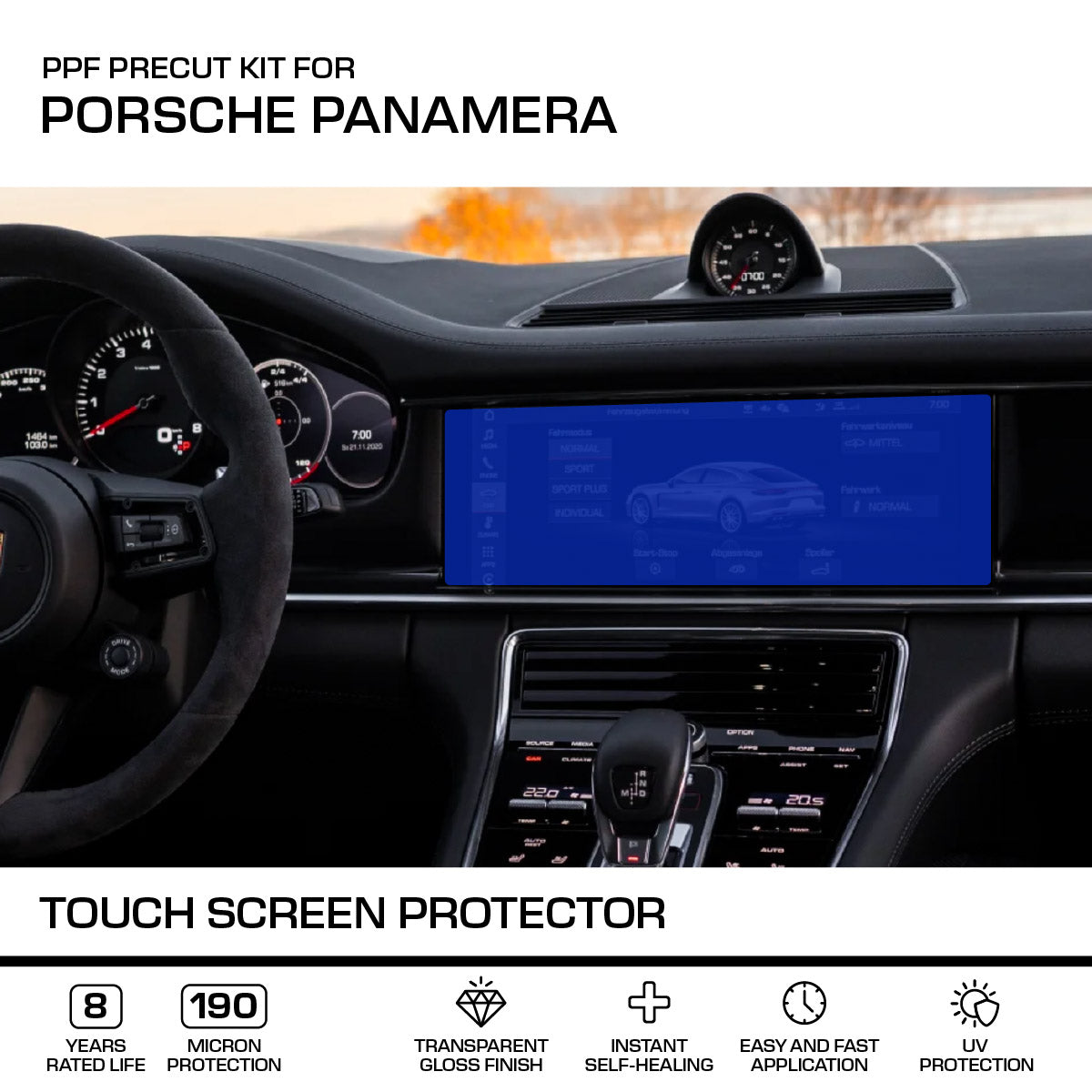 Porsche Panamera Touch Screen Protector – PPF Paint Protection Film Precut
