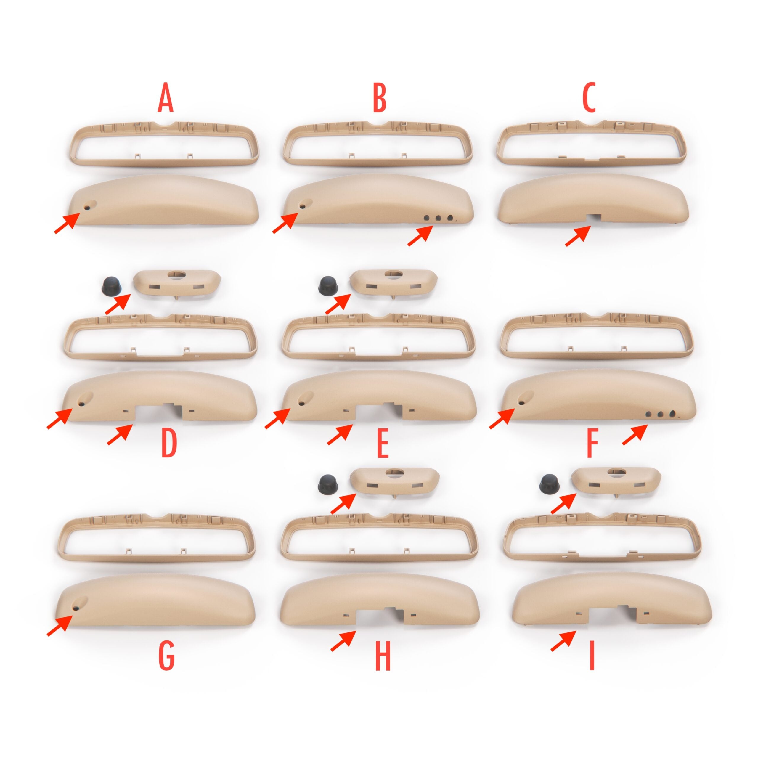 Mercedes-Benz R129 A124 W140 Rear-View Mirror Cover – Complete (Frame & Shell) Version I — view 19