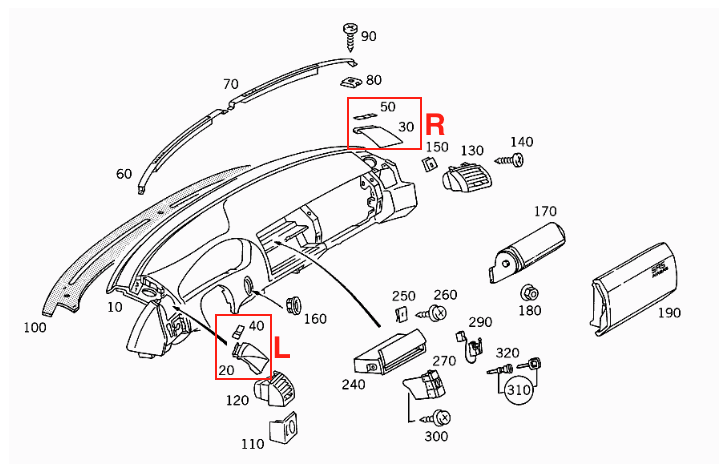 Mercedes-Benz R129 Dashboard Speaker Cover Panel Trim Left Or Right A1296800139 / A1296800239 — view 17