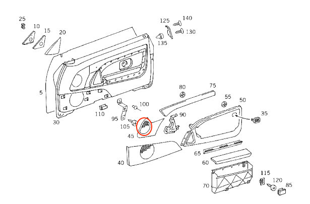 Mercedes-Benz R129 Front Door Speaker Small Cover (SL320 500 600) — view 17