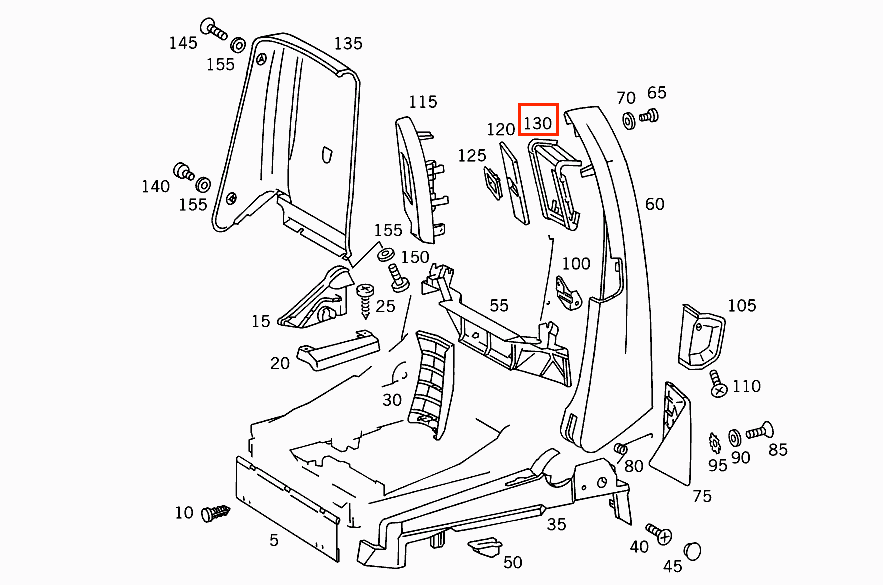 Mercedes-Benz R129 Front Seat Belt Outlet Guide Black Left Or Right A1299110122 / A1299110222 — view 4