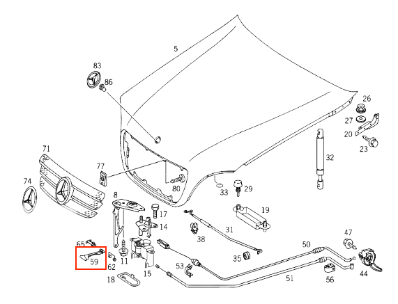 Mercedes-Benz R129 W140 W163ML Hood Opener Handle Unlocking (A1298870127) — view 4
