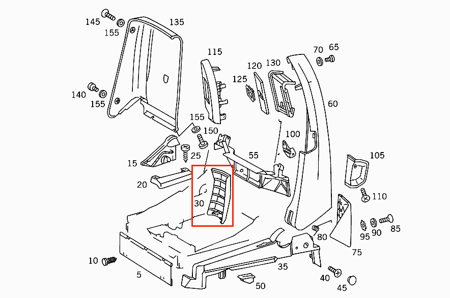 Mercedes-Benz R129 SL Front Seat Backrest Trim Cover Paneling (Left/Right) — view 2