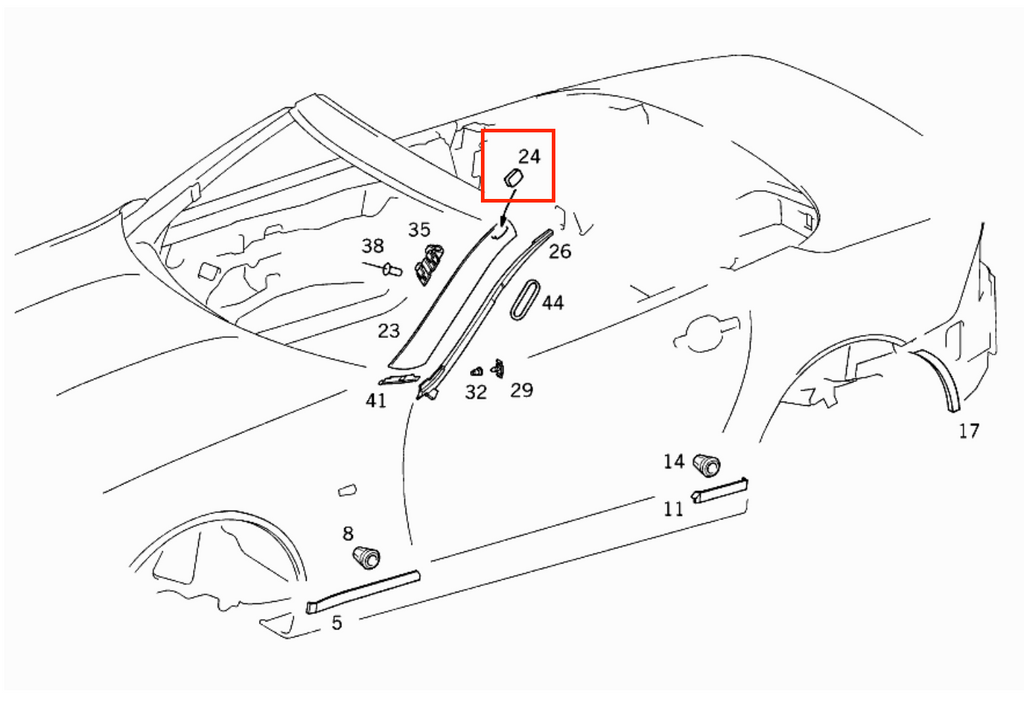 Mercedes-Benz R170 R171 R230 Roof Rack Mount Cover Cap Trim Set Of 2 (A1706980930 & A1706981030) — view 3