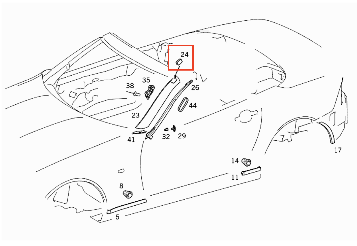 Mercedes-Benz R170 R171 R230 Roof Rack Mount Cover Cap Trim Set Of 2 (A1706980930 & A1706981030) — view 3