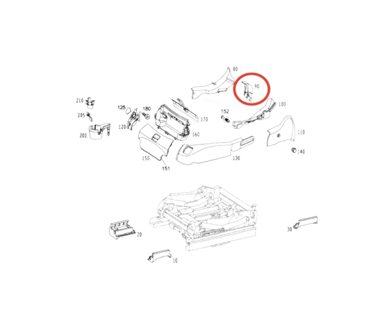 Mercedes-Benz R230 Front Lower Inner Seat Trim Cover (Right or Left, All Colours) A2309183830 / A2309183730 — view 5