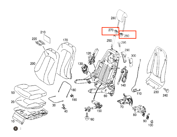 Mercedes-Benz R230 Headrest Restraint Trim Ring Tube (Left and Right) A2159700041 / A2159140159 — view 10
