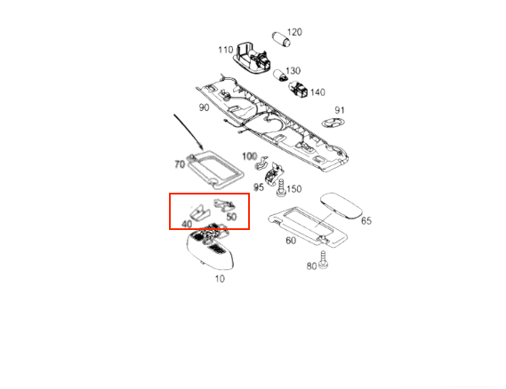 Mercedes-Benz R230 Interior Rear-View Mirror Trim Cover Surround (A2308110007 / A2308110071) — view 9