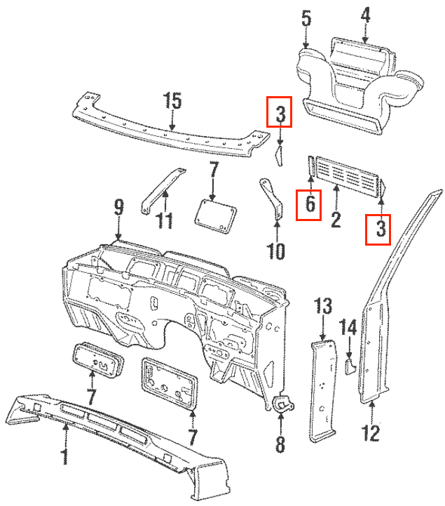 Land Rover Range Rover Classic Air Intake Grill Plastic Trim Black Set MWC9362 390610 390608 390609 — view 3