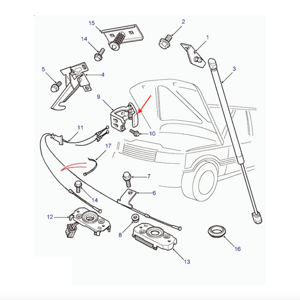 Range Rover P38 Lever-Bonnet Release Assembly Black FSC10005 — view 3
