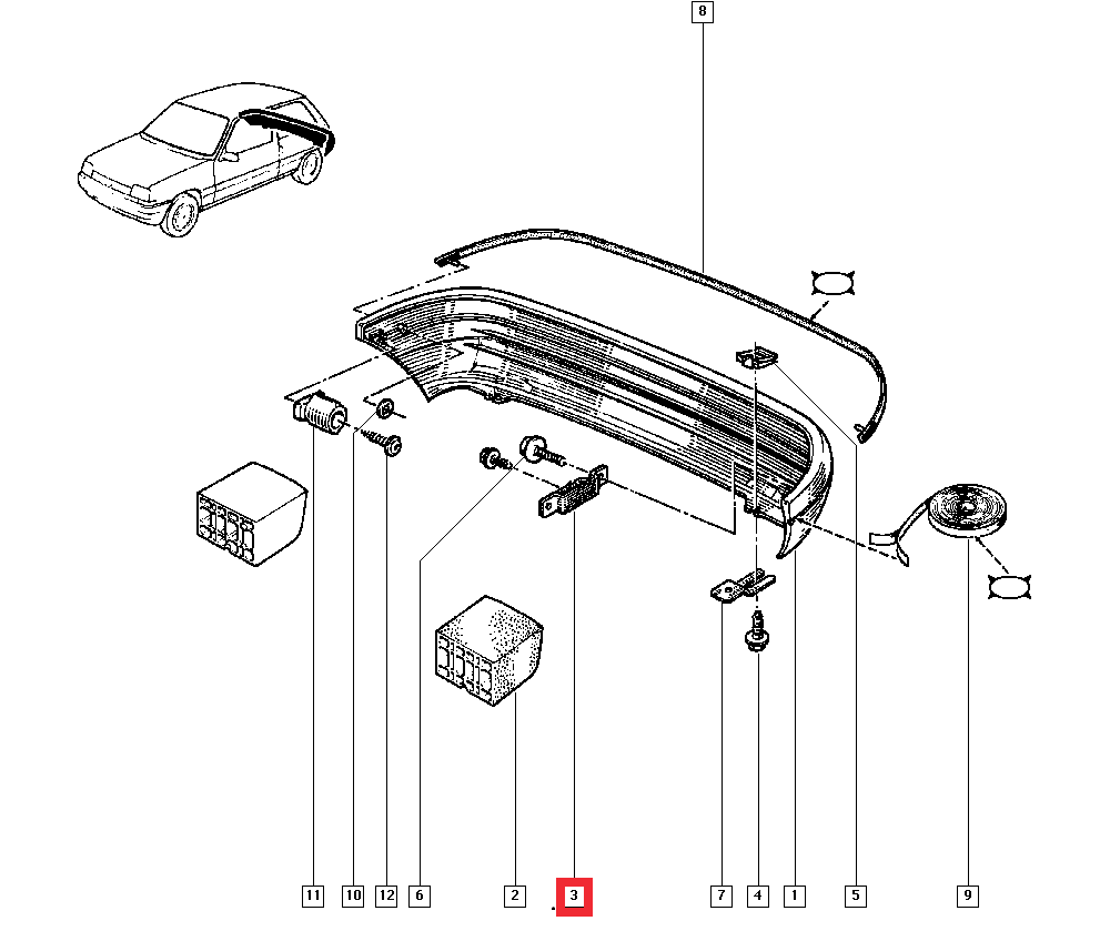 Renault 5 Bumper Support Fixation Bracket Black (7700753073) — view 5