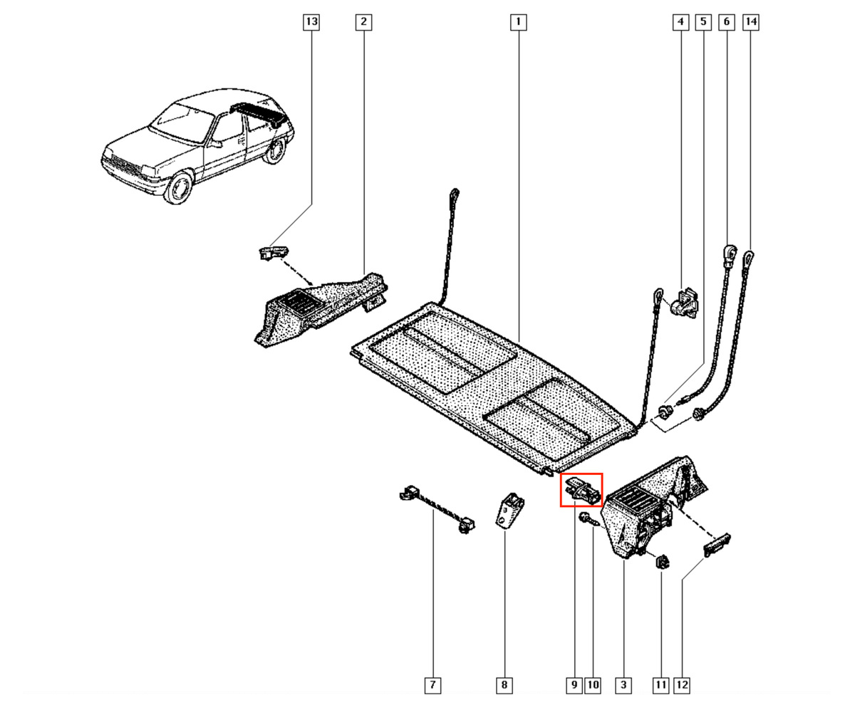 Renault 5 GT Turbo Boot Parcel Shelf Support Bracket Set of 2 All Colour (7700792362) — view 5