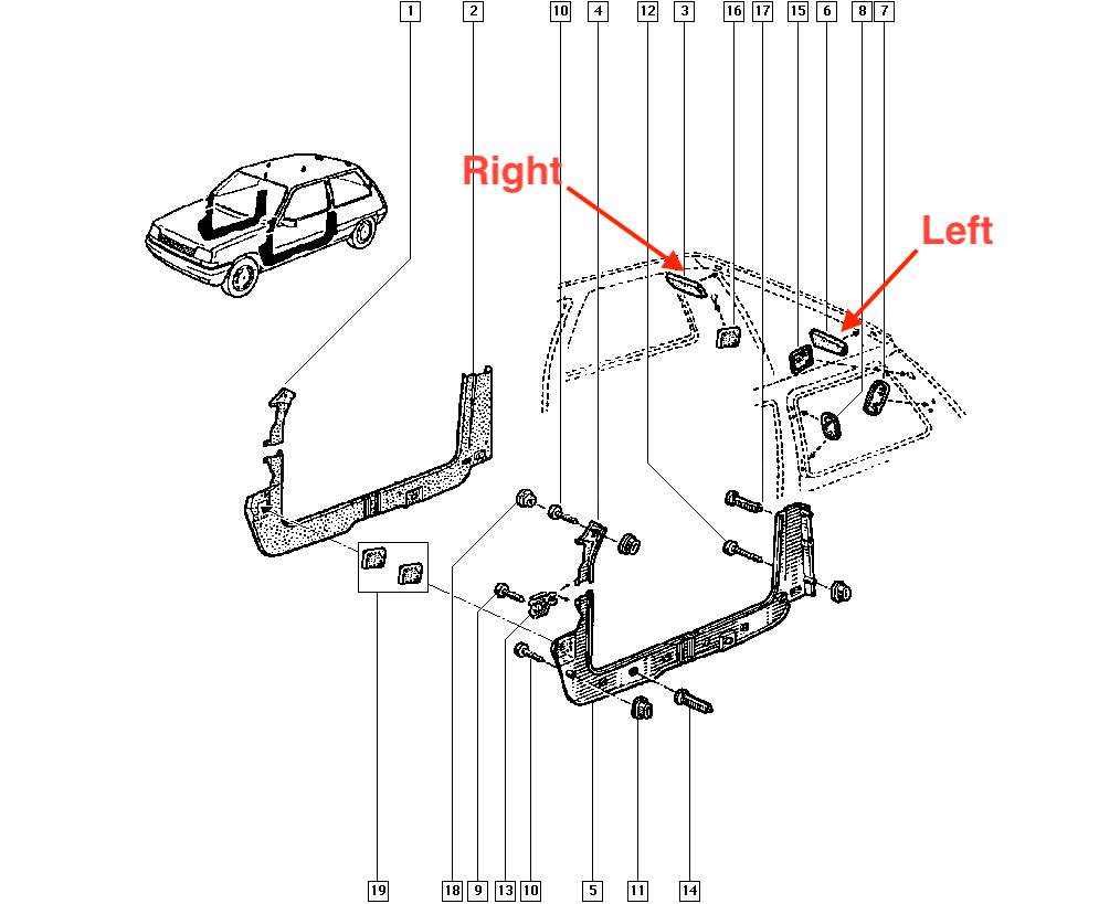 Renault 5 GT Turbo Tailgate Cover Trim Left or Right All Colours (7700759081 / 7700759082) — view 4