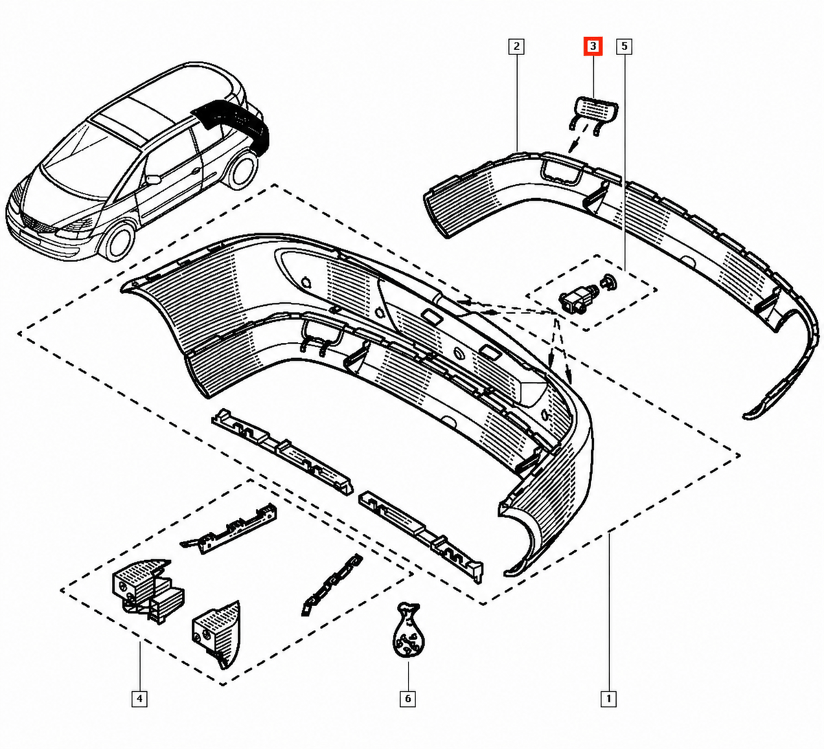 Renault Avantime Rear Bumper Tow Hook Cover Cap Black (6025401769) — view 4