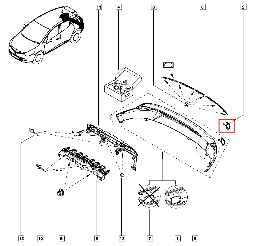 Renault Clio Iv Rear Bumper Hook Cover Primed (511658583R) — view 5