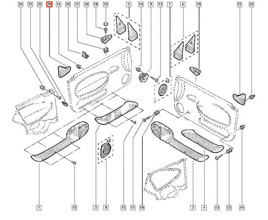 Renault Megane I Cabrio Door Cover Trim Left or Right Black (7700848784 / 7700848785) — view 4