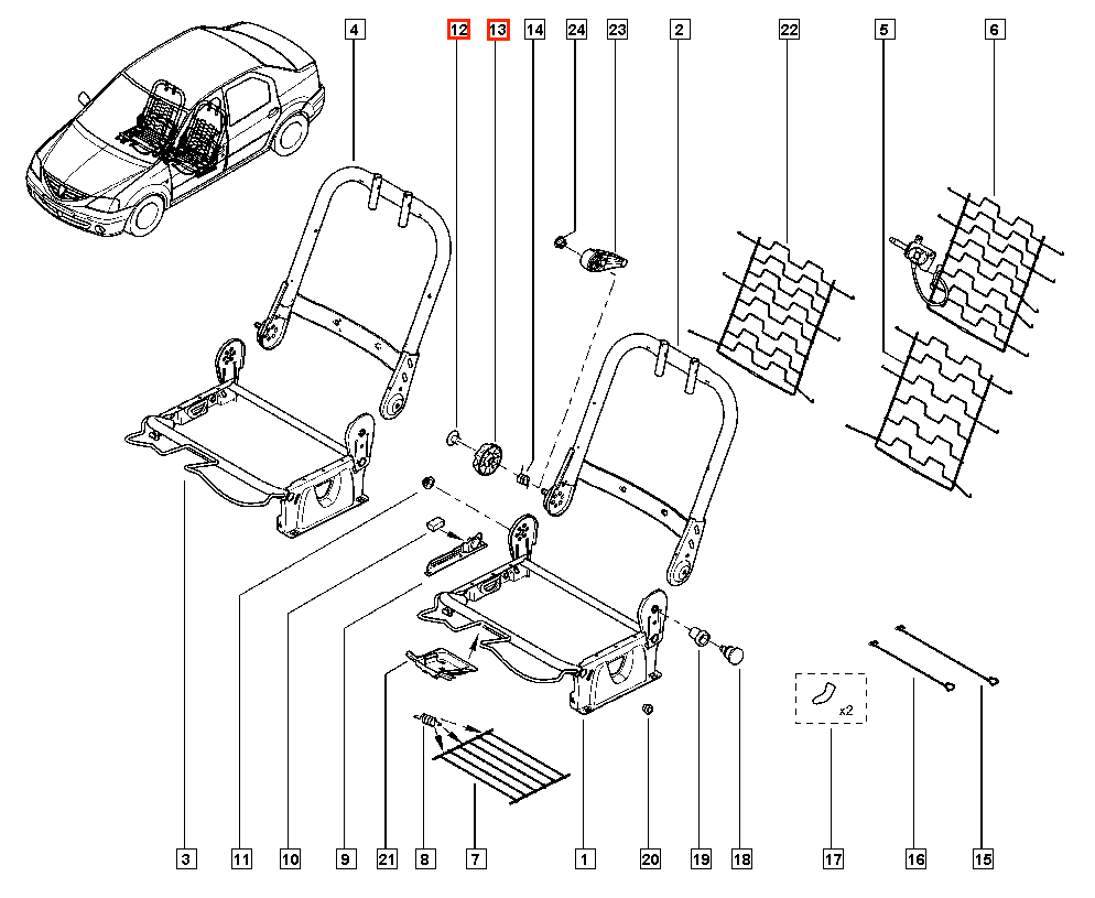 Renault Megane I Dacia Logan Seat Adjusting Wheel Knob Black (874519411R) — view 5