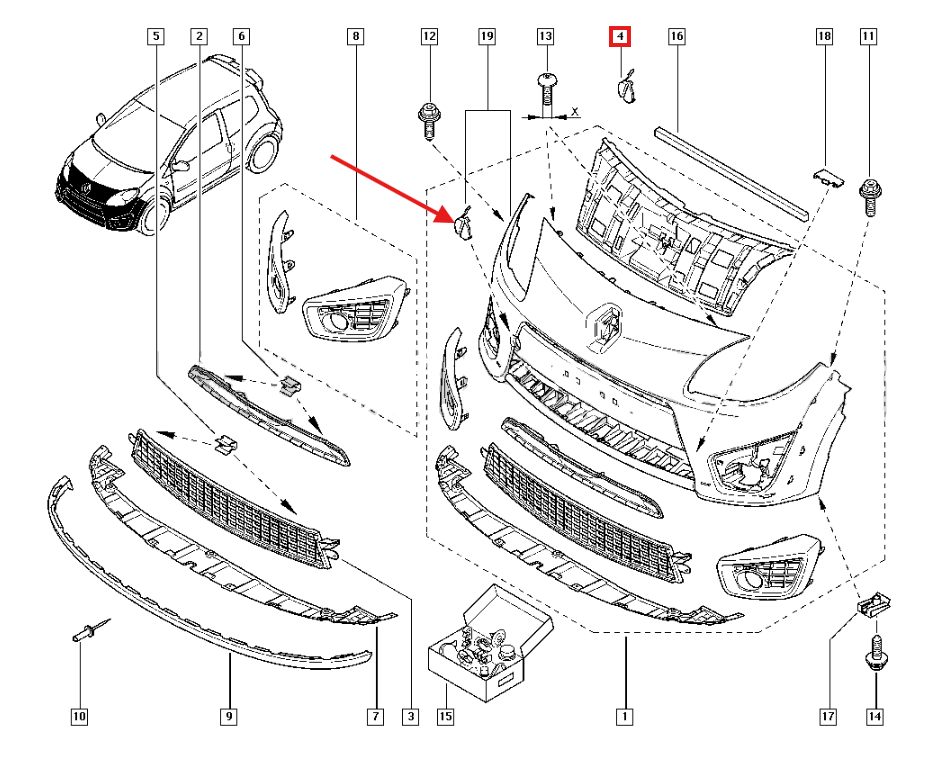 Renault Twingo Ii GT Front Bumper Tow Hook Eye Cover Primed (7701067888) — view 5