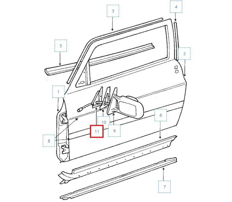 Saab 900 Door Mirror Trim Cover Left or Right (9708116 / 9708124) — view 5