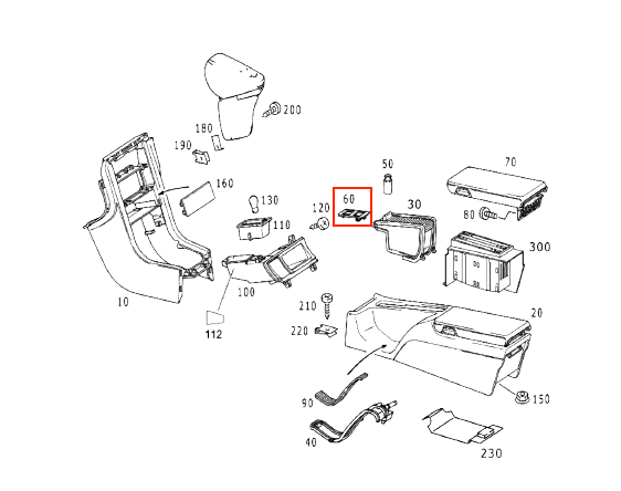 Mercedes-Benz SLK R170 Housing Cover Panel for Top Roof & Mirror Control Switch Bezel Trim - Reinforced Version (A1706830508) — view 3