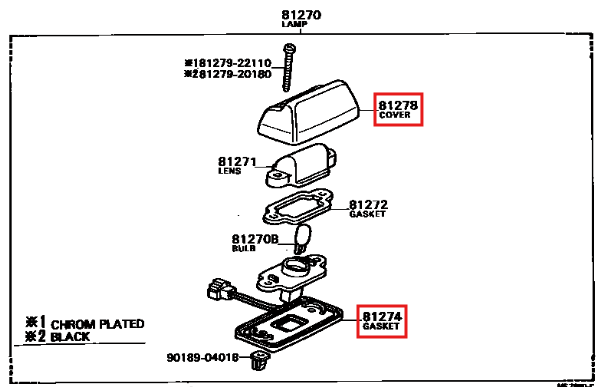 Toyota Celica AE70 Corolla KE70 License Plate Lamp Cover and Gasket 81278 81274 — view 6