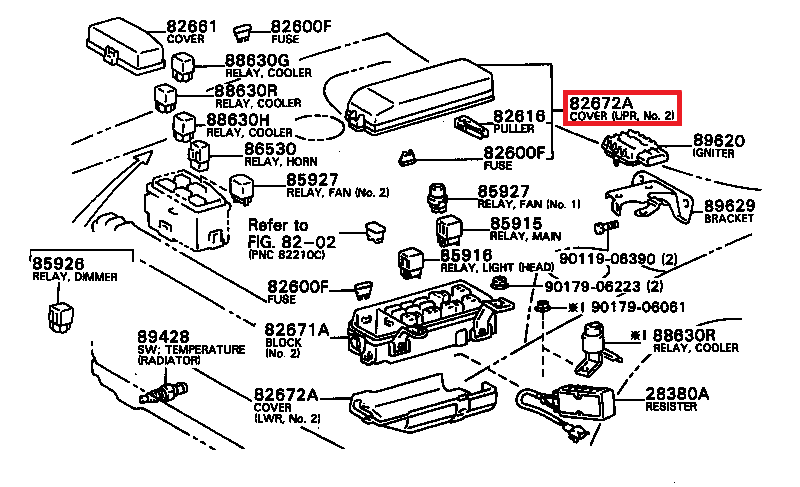 Toyota Celica Gt4 ST185 Fuse Box Cover Junction Block Black (8267220550) — view 5