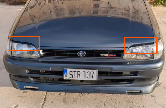 Toyota Starlet EP82 Headlight Eyelid Trim Left and Right Black — view 4