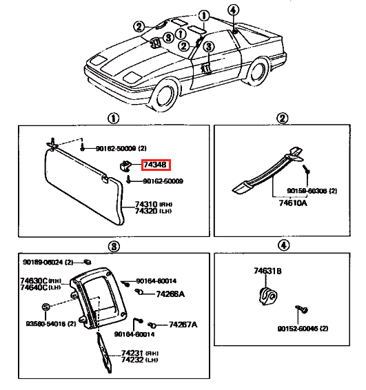 Toyota Supra MK3 Sun Visor Clips Set of 2 All Colours (74348-12020) — view 4