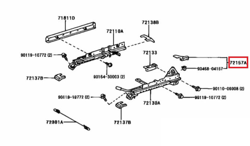 Toyota Supra MK4 Front Seat Inner Track Bracket Cover Left Or Right Black 72158-14010-C0 / 72157-14020-C0 — view 3
